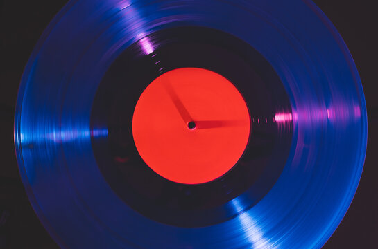 Spinning vinyl record with red label