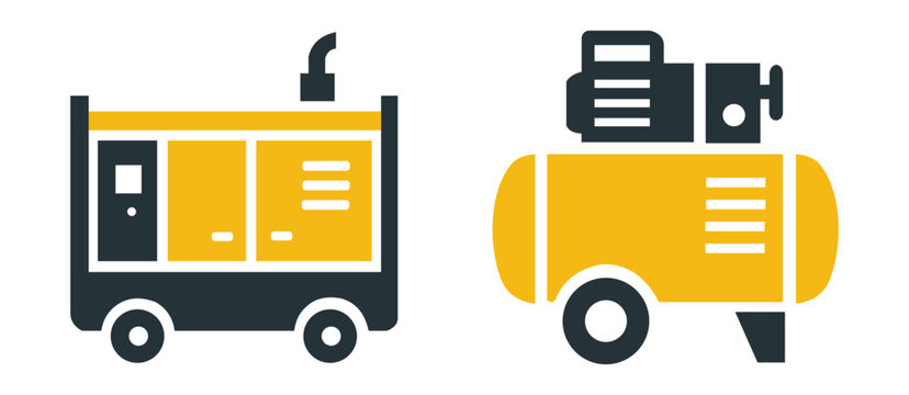 Portable diesel generator and air compressor icons