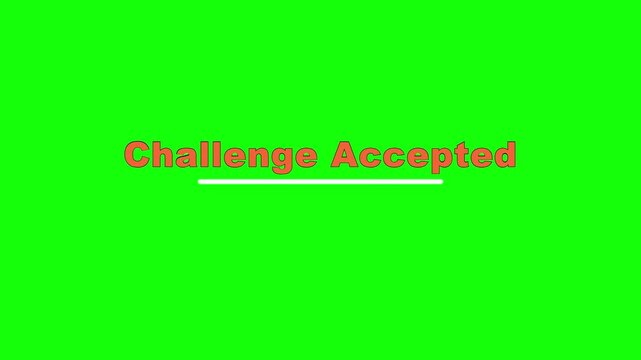 Challenge Accepted Staggered Zoom Text Animation on Green Screen