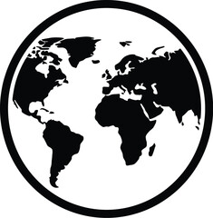 Obraz premium A black and white silhouette of the earth within a circular frame presents a global representation aerial africa americas antarctica asia australia cartography climate continent