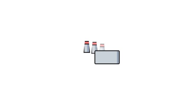 Minimalist Flat Vector Illustration Featuring a Rectangular Screen Displaying Three Small Decorative Bottle Icons on a Clean White Background