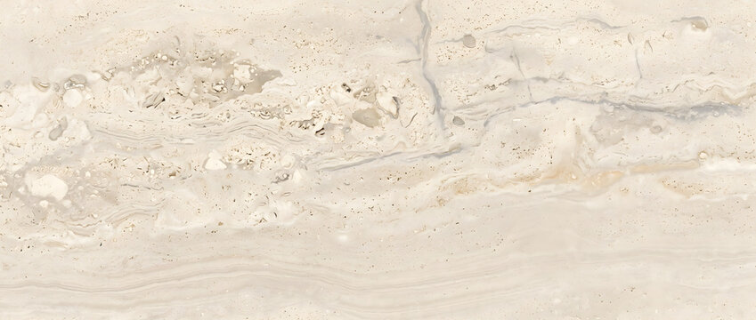 Travertine stone texture with porous mineral clusters and beige layered surface creates a natural elegant background for design