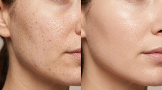 Skin transformation: Before and after cosmetic treatment for acne and imperfections