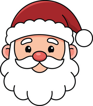 Cute cartoon santa claus head illustration on white background with st nick christmas illustration character cheerful celebration