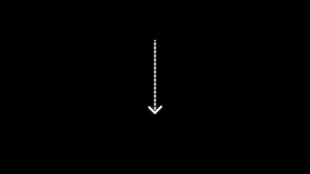 down arrow direction icon with dotted line animation on white background. dot arrows icon sign animated,4k quality arrow video.