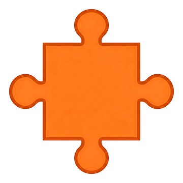Orange puzzle piece vector icon for logic and problem solving concept