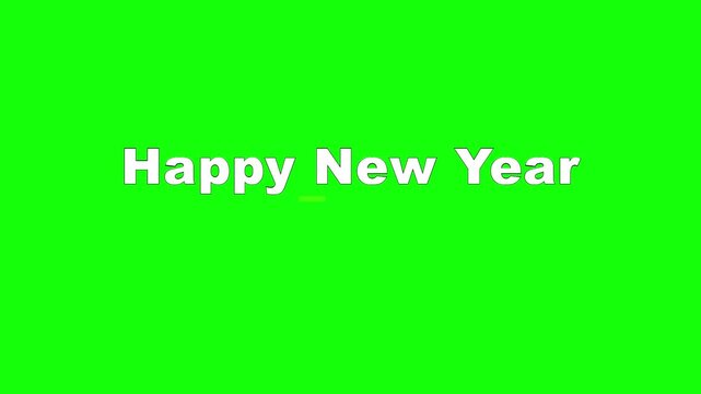 Happy New Year Kinetic Burst Text Animation on Green Screen