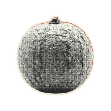 Vintage halftone textured wood apple on transparent background vector and PNG