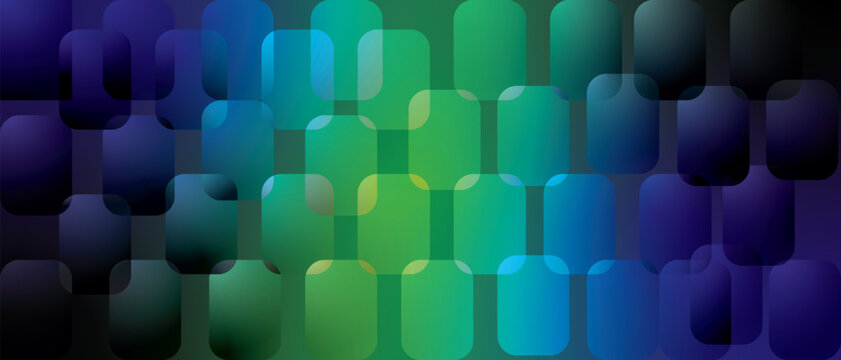 Gradient rounded rectangles overlayed on dark background