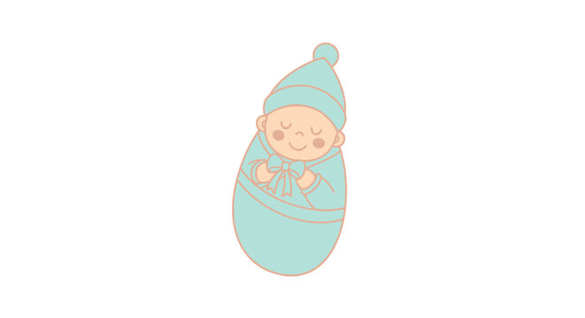 Cute baby wrapped in blanket.
