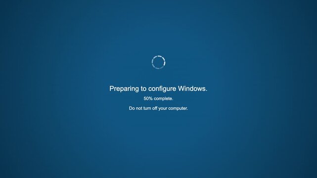 Computer System Update Screen with Loading Progress Percentage