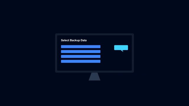 Computer screen showing data backup and server connection progress