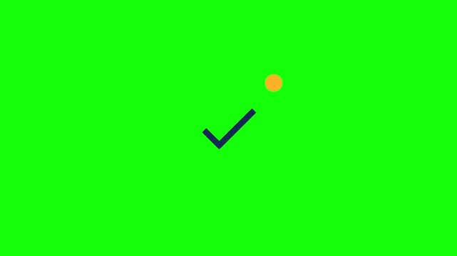 Like Checkmark Icon bobbing up and down plus an accent dot, Green Screen Loop Animation