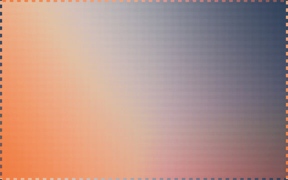Retro orange and blue abstract gradient background with subtle grid pixel texture and dotted frame for poster and card design