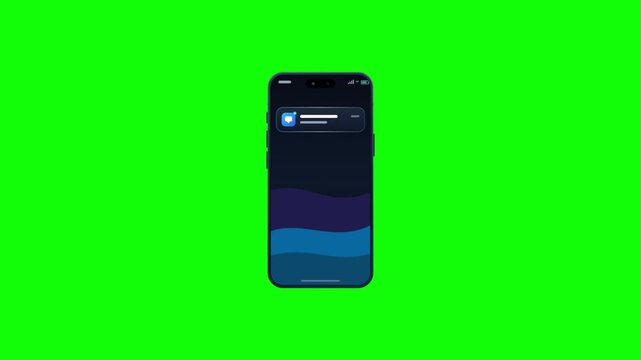 Smartphone Animation Featuring a Messaging Notification on a Green Background