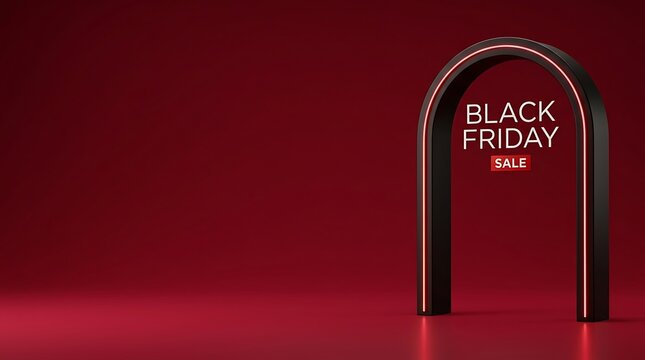 Elegant black friday sale archway with a luxurious red background display