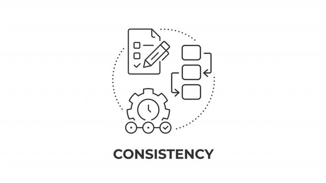 Consistency animated line concept icon. Optimizing workflow efficiency systems. Standardizing modern quality control. Flat linear graphic motion. Minimalist black outline animation