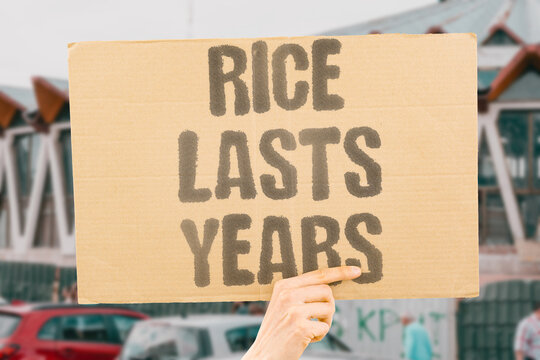 "Rice lasts years" Grain stores long term. RICE. GRAIN. STORAGE. LONG. TERM.