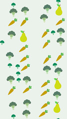 Fototapeta premium Broccoli, Carrots, and Pears Pattern