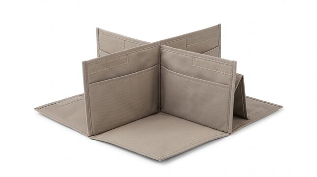 Cloth Storage Divider: A beige cloth storage divider, featuring four compartments, is neatly arranged, offering an elegant solution for organizing household items.