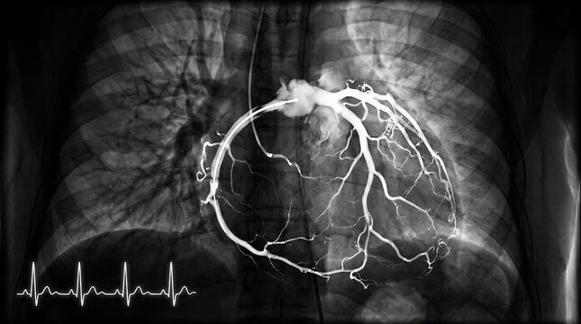 Coronary angiography showing heart artery structure