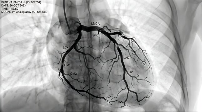 Coronary angiography showing heart artery structure