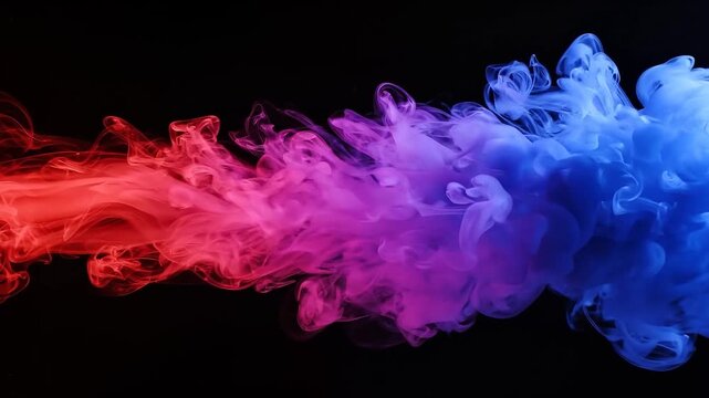 Red and blue ink explosion in water: abstract colorful liquid smoke background
