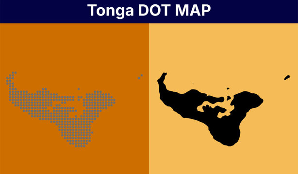 Tonga Dot Map Vector, Digital Country Map of Oceania