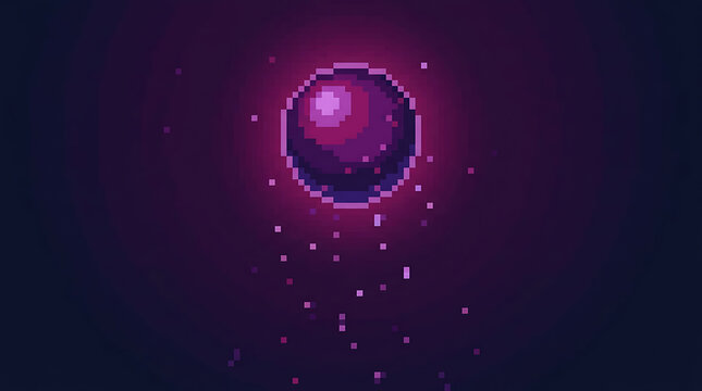 Glowing purple magic orb in pixel art style