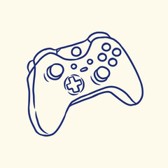 Gaming Controller Gamepad Line Art Hand Drawn Vector Illustration  © NurInayah