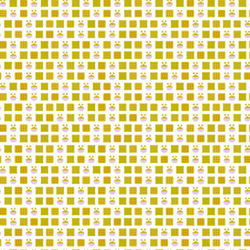Seamless pattern of square crackers and snack bowls
