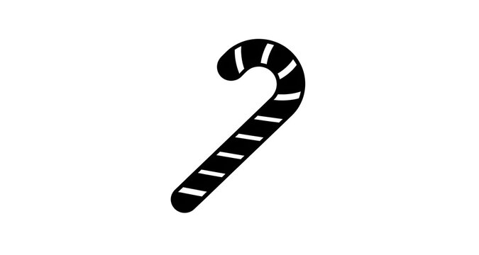 Candy Cane Silhouette Icon - Christmas Holiday Sweet Treat Vecto