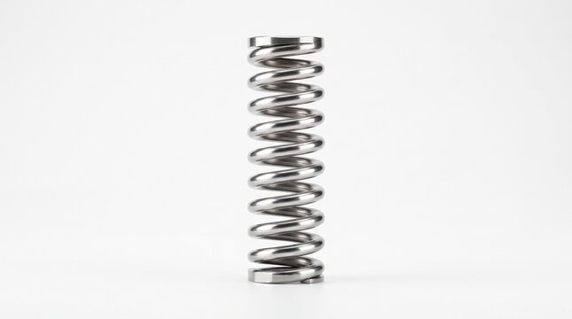 Single metal coil spring isolated on a clean white background