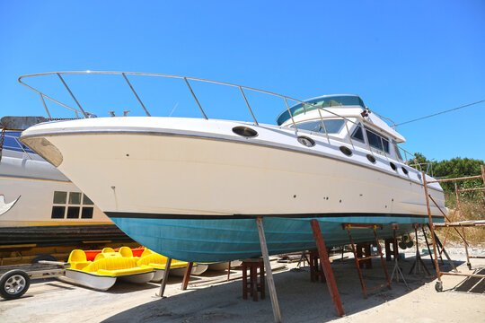 Ship in dry dock.