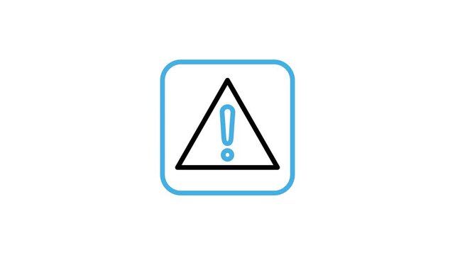 Caution sign and symbol icon animation. Triangle with exclamation mark animated video loops for warning, reminder, and attention on package box label. Motion graphics with alpha channel