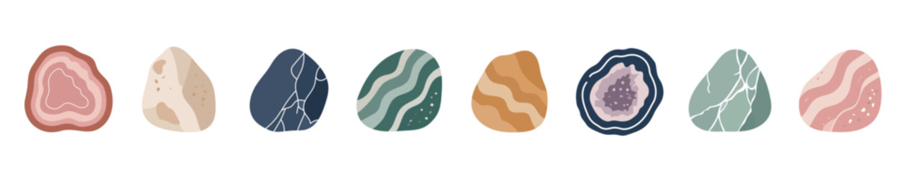 Set of Colorful Abstract Stones and Minerals