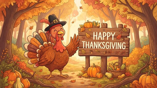 thanksgiving day card with turkey