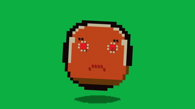 3D Pixel Art Smiley Coin with Neutral Expression for Retro Gaming and Digital Animation