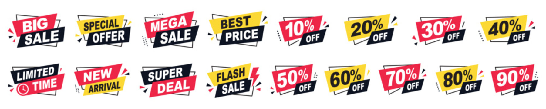 Set of Sale Discount Banners and Special Offer Labels.