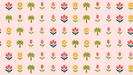 Stylized floral and palm tree pattern © Shelia