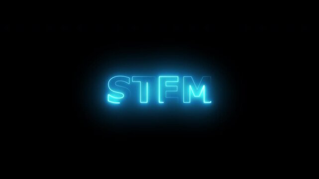 STEM glowing neon text animation motion graphics loop