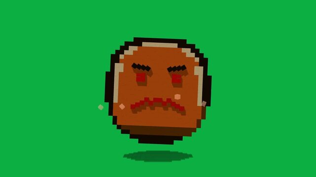 3D Pixel Art Happy Golden Smiley Coin Animation for Retro Gaming, Emoji and Digital Character Design
