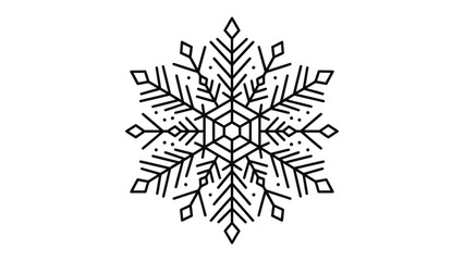 Obraz premium Intricate Snowflake Design: A stylized, symmetrical snowflake rendered in a clean, minimalist line art style, perfect for winter themes or graphic design elements.