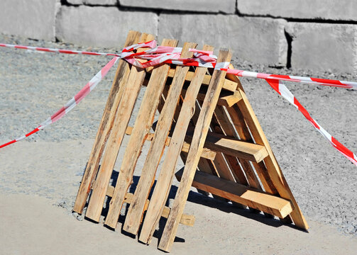 Handmade barrier from wooden planks