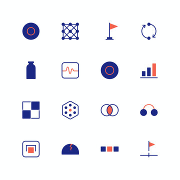 Quantum error correction icon set of sixteen symbols