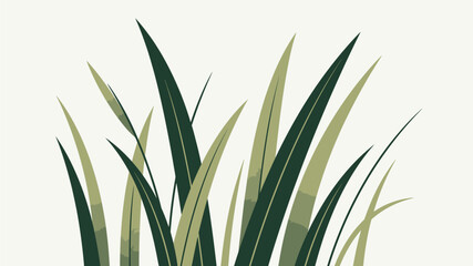 Obraz premium Minimalist green grass blades vector illustration for graphic design projects and spring themes.