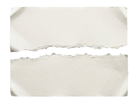 A single piece of white paper torn into two separate parts