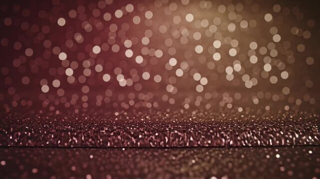 Shimmering bokeh field with grain strip growing denser during focus shift in studio