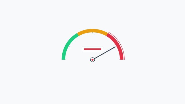 Tachometer speed gauge animation showing fast acceleration levels in colorful graphic video footage