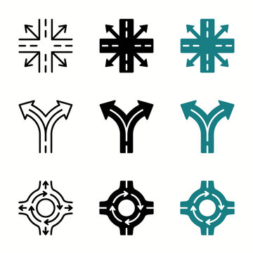 Modern Road Traffic Sign Direction Symbols Set